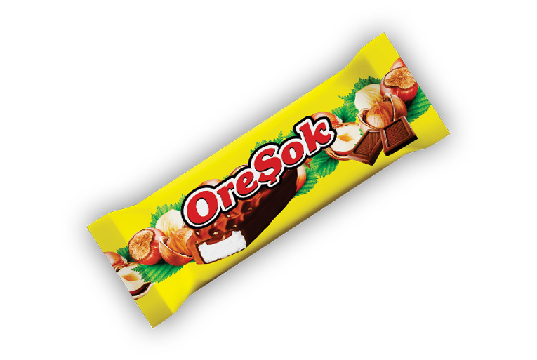 OREŞOK | HASELNUT, CARAMEL & VANILLA FLAVOUR PLOMBIERE WITH A CHOCOLATE FLAVOUR COATING | STICKS