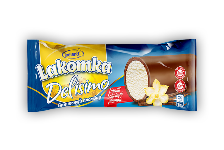 DELISIMO | VANILLA FLAVOUR PLOMBIERE WITH A CHOCOLATE FLAVOUR COATING | LAKOMKA